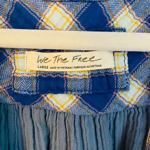 RESERVED!!! Free people Solstice Plaid cotton gauze top - oversized L - Picture 7 of 8